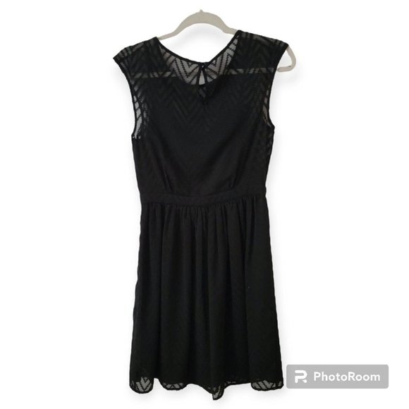J. Crew Dresses & Skirts - J Crew Womens A lined Black Sheer Chevron Print Dress Fully Lined Size 4